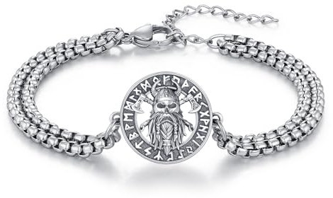 PARYFO Wikinger Armband für Männer 925 Sterling Silber Odin Armband Rune Nordisches Wikinger Amulett Schmuck Geschenk für Männer Unisex