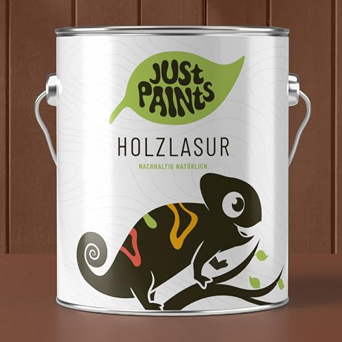 JUST PAINTS - ECO Holzlasur für Außen auf Wasserbasis | Nachhaltig natürlich - made in Germany (Teak, 5 Liter)