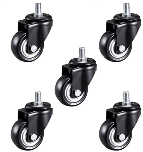 Dijateman Set di 4 Rotelle per Carichi Pesanti, Ruote per sedie girevoli con Perno Filettato M10 * 25 mm Ruote in Gomma PU con Freno per Sedie Girevoli da Ufficio(Swivel,M10*15)