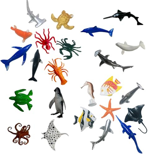 TAGMEIU 24PCS Mini Sea Animals Toys for Kids, Plastic Sea Creatures Figures | Realistic mini sea creature figures for imaginative play, party favours, classroom rewards and educational activities