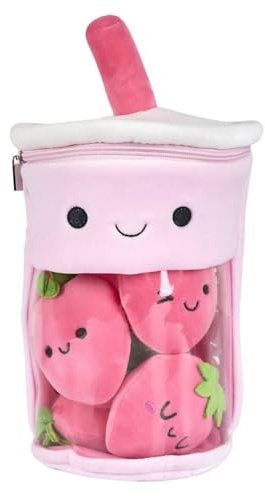 Paris Prix Peluche Enfant Bubble Tea Fraise Kawaii 27cm Rose