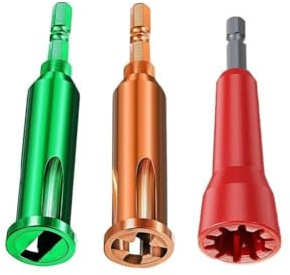 BlissfulAbode Abisolier- und Drehwerkzeug, 3-Wege, 5-Wege, mit 1/4-Zoll-Bohrfutter für elektrische Bohrmaschine, Rot, Grün, Orange, 3-teiliges Set