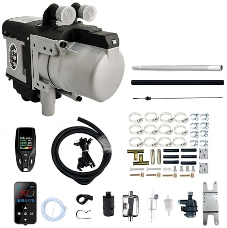 5KW Riscaldatore Diesel a Liquido 12V 24V, Sistema Preriscaldamento Motore con Telecomando LCD, Riscaldamento Idronico Universale per Veicoli e Imbarcazioni(12V)
