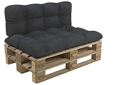 POKAR Palettenkissen 2er Set: Sitzkissen 120x60 + Rückenkissen 120x60 | Gesteppte Palettenauflage | Loungekissen für Palettensofa und Gartenmöbel | Oeko-TEX | Made in EU | Anthrazit