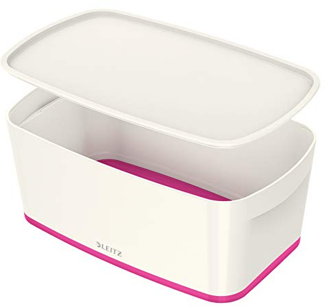 Leitz MyBox, Aufbewahrungsbox mit Deckel, Klein, Blickdicht, Weiß/Pink Metallic, Kunststoff, 52294023