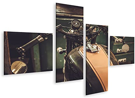islandburner Bild auf Leinwand Vintage Stil Café Racer Motorrad Bilder Wandbilder Poster