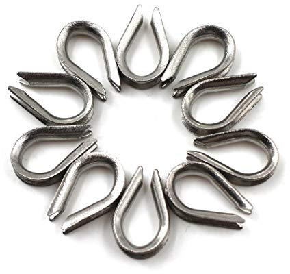 M8 304 Stainless Steel Thimble for Wire Rope Wire Cables Thimbles Rigging (10PCS)