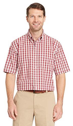 Arrow 1851 Herren Big and Tall Hamilton Popeline, kurzärmelig, Knopfleiste Hemd mit Button-Down-Kragen, Rhabarber, 4X-Large Groß