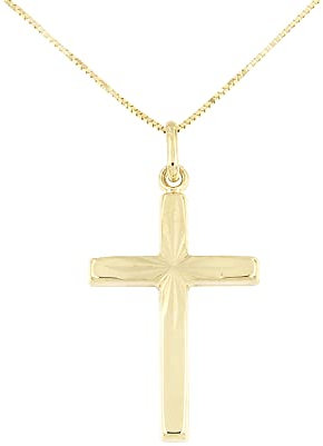 forme di Lucchetta - Kreuz-Anhänger Halskette aus Gelbgold 9 Karat (375) - 45cm