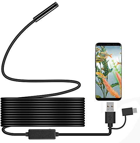 Endoscope, Ihong Android OTG 5 m étanche Serpent vidéo HD Caméra d'inspection endoscope avec 6 lumières LED cble de sécurité Convient pour Samsung Galaxy/Sony/Nexus Smartphone Android et ordinateur