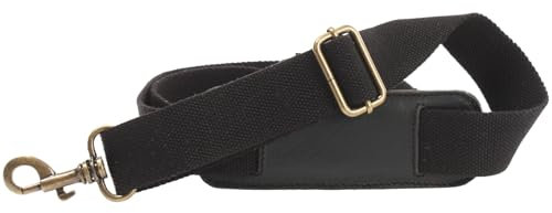 LECONI Trageriemen Schulterriemen längenverstellbarer Tragegurt für Damentaschen und Herrentaschen Baumwolle Leder 150cm 3,8x150cm schwarz LEC-R6