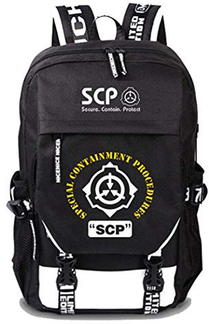 WANHONGYUE SCP Anime Cosplay Rucksack Schultasche Laptop Backpack mit USB-Ladeanschluss Schwarz / 23