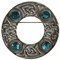 Art Pewter Kunst Zinn Celtic Interlace Schal Sash Dance Plaid Brosche mit türkisblauen Stein Einsätze
