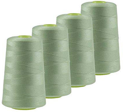 4 x 4572m Qualitäts Overlock-Garn Oeko-Tex Overlock-Nähgarn Farben 581 bis 620, Farbe:A612 heugrün