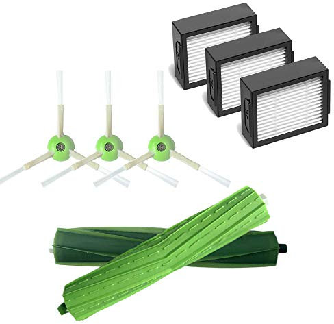Zubehör-Set für iRobot Roomba i7 i7+ E5 E6 E7 Roboter-Staubsauger Ersatzteile 2er-Set Gummibürsten, 5 Hepa-Filter, 5 Seitenbürsten