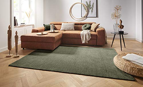 Hanse Home Teppich Supersoft Kurzflor Wohnzimmer-Teppich Modern Flauschig Weich Einfarbig für Wohnzimmer Küche Flur oder Schlafzimmer Moosgrün 160x230 cm