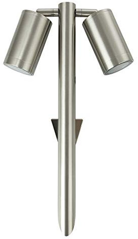 UKEW Twin Garden Spike Light - Adjustable Head GU10 LED Spike Lamp - IP65 Waterproof Tree Spotlight for Outdoor Pathway Lighting - Aluminum Ground Mount LED Compatible Fitting