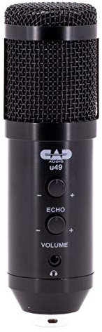 CAD Audio U49 USB Großmembran Kondensatormikrofon (Charakteristik: Niere, 20 Hz - 20 kHz, integrierter A/D-Wandler, für MAC oder PC, inkl.: USB-Kabel, Windschutz, Klemme und Tischstativ), Schwarz