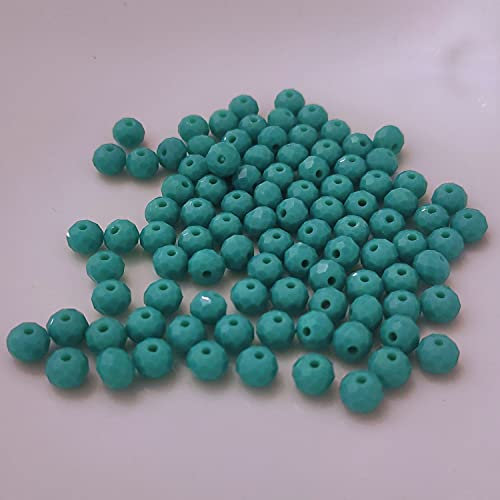 (3 mm/Türkis hell matt) Glasperlen - Bastelperlen aus Glas facettiert Kristall Diamant Optik Loch Perlen zum Basteln auffädeln Armbänder Traumfänger bunt Set DIY kleine große Kinder Schmuck