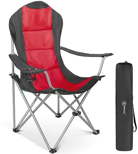 HOMECALL 30191 Klappbarer Campingstuhl mit Becherhalter -109.0 cm*60.0 cm*86.0 cm, Schwarz/Rot