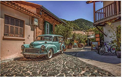 Papier Peint 3D Intissé Murales Route De Pierre De Voiture Classique En Ville Rurale Papier Peint Panoramique Tapisserie Peinture Géant Poster Photo 200x140cm