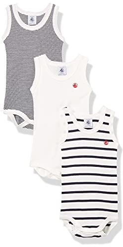 Petit Bateau A02ei Body senza maniche Unisex - Bimbi 0-24 (Pacco da 3)