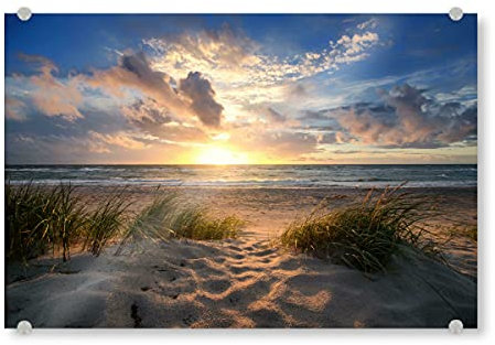 artboxONE Acrylglasbild 30x20 cm Natur Träumen am Strand Bild hinter Acrylglas - Bild ostsee Himmel Landschaft
