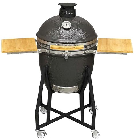 Dellonda Deluxe 22(56cm) Ceramic Kamado Style BBQ Grill/Oven/Smoker, Supplied with Wheeled Stand - DG159