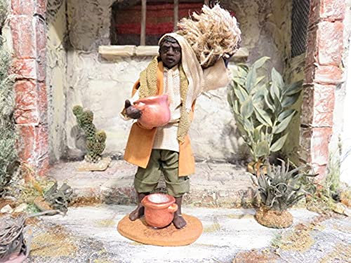 Krippenfiguren Händler dunkelhäutig mit Sack 12 cm