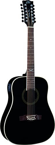 Eko Guitars NXT D100E XII SEE THROUGH BLACK, Guitarra acústica 12 cuerdas, parte superior de abeto, bandas fondo y mango de caoba, teclado de South American Roupaná, escala 648 mm, color negro