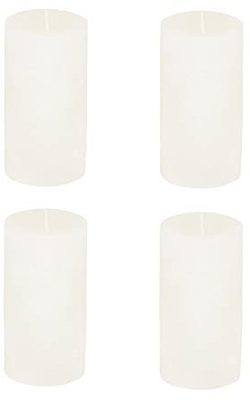 Stumpenkerzen Rustic 4er Set - Stumpenkerze, Blockkerze, Kerze, Adventskranz, Advent - Kein Ruß - Brenndauer: 60 Std. - viele Farben - 7x13 cm (Elfenbein)