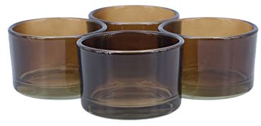Teelichtgläser klein 51x33 mm Set 4 Stück Teelichthalter Glas braun