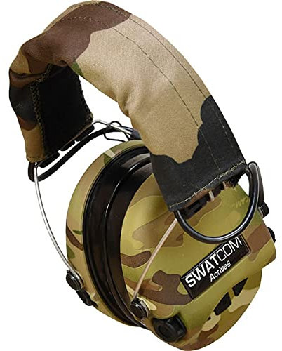 Farm Cottage Brands Swatcom Active8 Ear Defenders, Water Resistant to One Metre, Leather Headband Cover, 600 Battery Life and Carry Bag - Free Courier Delivery in the UK (Camo)