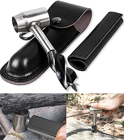 Guanyj Cle A Vite manuale Bushcraft, trapano per legno manuale a vite a mano, strumenti Bushcraft trapano a mano multiuso, coclea manuale Bushcraft attrezzatura di sopravvivenza, nero, nero, 26,2 cm