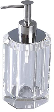 Seifenspender aus Kristallglas, Modernglamouröser Champagner Luxuryspülmittel Spender für Küche, Dekorative Diamond Zylinder Geschnittenpumpflasche aus Glas Flüssigseifenspender für Küche,Whi