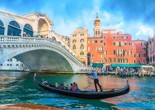 Acryl-Bild 60 x 40 cm: Venedig, Italien - 14. April 2017: Gondel auf dem Canal Grande mit der Rialtobrücke, Venedig, Italien. (150124460)