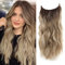 Invisible Wire Hair Extensions Hair Pieces for Women Natural Wavy Hair Extension Synthetic Hairpieces 20 Inch Secret Hair Extension (Dirty Blonde with Dark root)