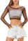 LemonGirl Women Fishnet Long Sleeve Top Lingerie Babydoll Chemise Mesh Shirt One Size UK4-20 Black