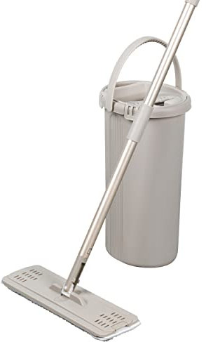 Salter LASAL73650WEU7 Warm Harmony Flat Mop & Bucket Set – Wet & Dry Floor Cleaner, 180° Rotating Head, 4L Bucket with Dual Chamber for Wringing & Soaking, Includes 2 x Machine Washable Mop Pads