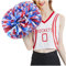 SHTGOI 4 Stück Cheerleading Pompoms Cheerleader Pom Poms Handblumen mit Handle Hell Handgekurbelter Blumenball für Sportwettbewerb Urlaub Feiern Tänze Karnevalspartys Rot+Blau+Weiß 1#