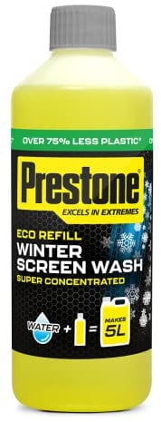 PRESTONE Eco Refill -10C Winter Screenwash Concentrate, Super Concentrated Screen Wash for Cars Makes 5 Litres of Windscreen Washer Fluid, 500ml