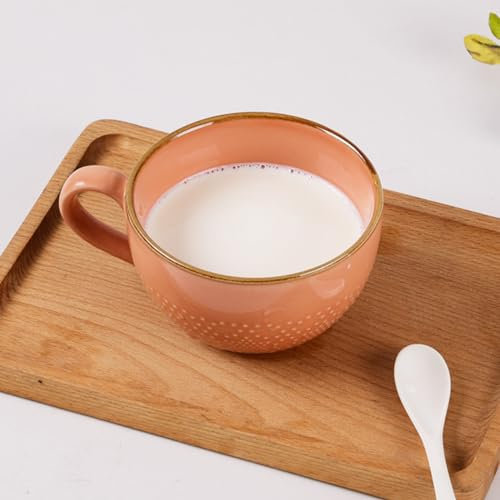 Tazza da caffè grande, 700 ml, con manico, grande ciotola per cereali, tazze per cappuccino in gres, insalata, adatta per dessert al latte, adatta al microonde (rosso terra)