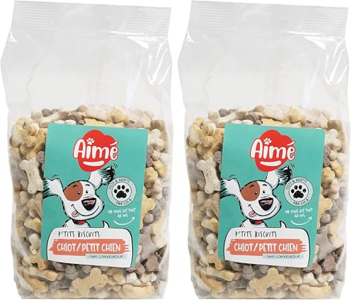 Aimé | Galletas Huesos Pequeños 500g | Snacks para Perros | Alimento y Suplemento Diario a Base de Calcio para Cachorros y Perros Pequeños | Golosinas, Chuches para Perros Sin Conservantes