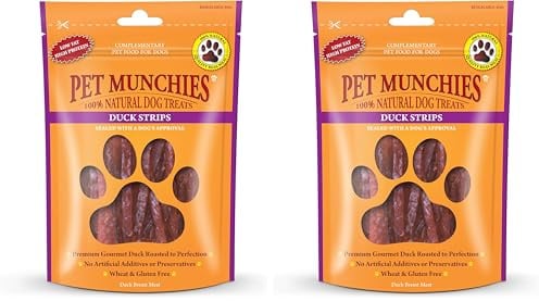 Pet Munchies Duck Strips Dog Treats, Premium Natural Grain Free Dog Chews Made With Real Meat, Low in Fat and High in Protein 90g (Pack of 2)