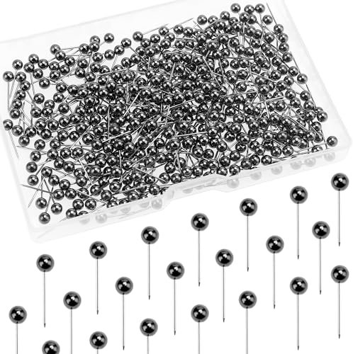 YIXISI 500 Stücke Map Push Pins, Plastik rundköpfen Pinnadeln, Buntkopf Pushpins, Dekorative Reißzwecke, Markierungsnadeln, für Karte, Kork-Pinnwand, Markierung, Schwarze