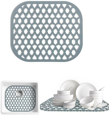 SAMSIER Silicone Sink Protectors for Kitchen Sink, Multiple Sizes Mats Grids for Bottom of Farmhouse Stainless Steel Porcelain Sink (13”x11”/33x28 cm)