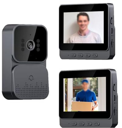 FUBESK 4.3 Screen Wireless Video Doorbell Phone Security Camera Door Bell Intercom, Portable Design, Black, Reliable Charging Wireless Video Doorbell Phone Security Camera Door Bell Intercom