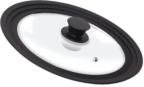 SDMAX Silicone Universal Lid for Pots, Pans, and Skillets, Universal Glass Lid with Heat Resistant Silicone Rim and tempered Glass, Replacement Frying Pan Cover (24-28CM)