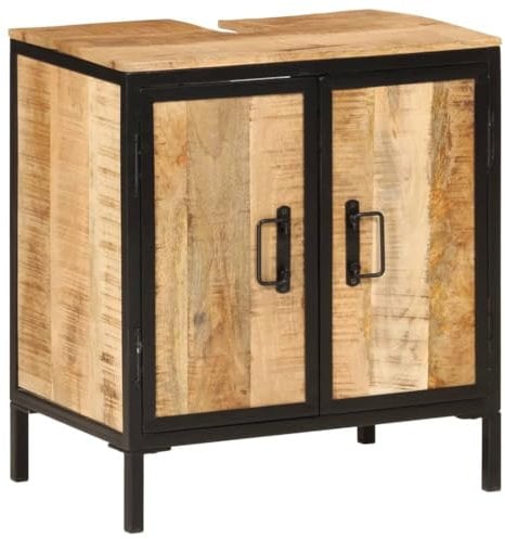 vidaXL Mobile Lavabo da Bagno 55x35x60 cm Legno Massello Mango e Ferro