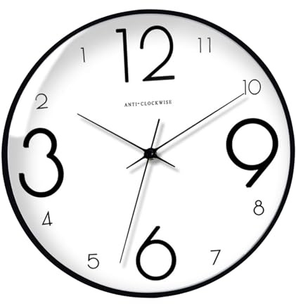 Baoblaze Rückwärts-Uhr-Wanduhr gegen den Uhrzeigersinn, Wandkunst-Dekoration, 30,5 cm, dekorative Wanduhr für Zuhause, Büro, Küche, Wohnzimmer, Style F